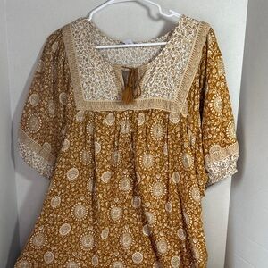 Old navy tan floral print dress with pockets size 2x